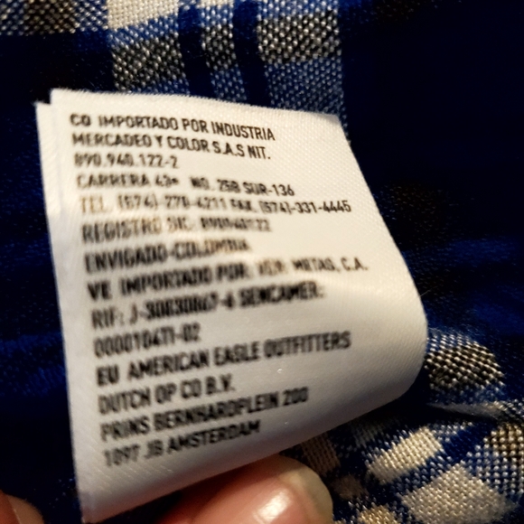 American Eagle Outfitters Blue Boyfriend Fit Flannel Long Sleeve Shirt Size M - Picture 9 of 11